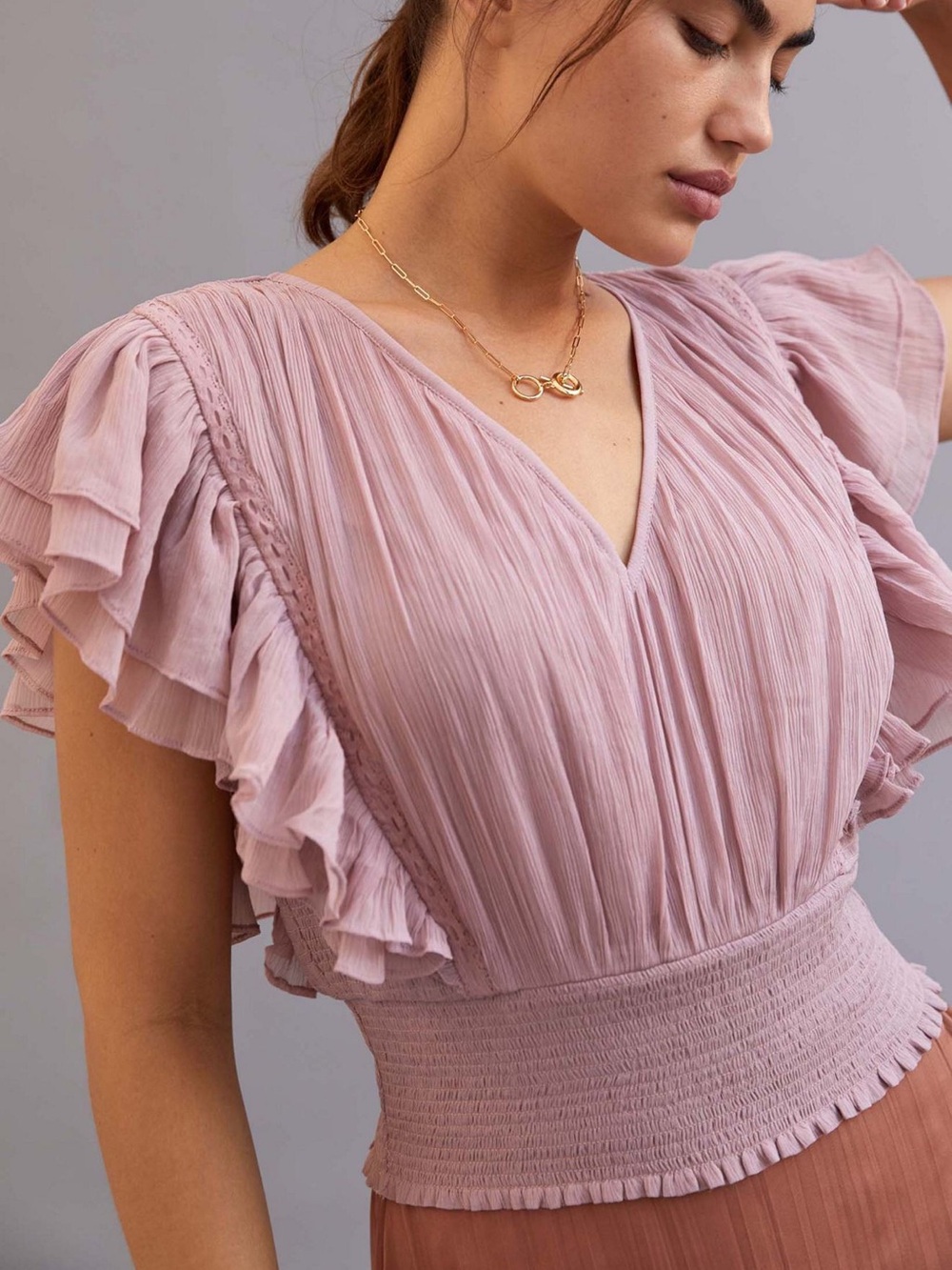 Anthropologie Smocked Ruffle Blouse